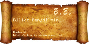 Bilicz Benjámin névjegykártya